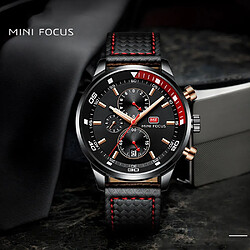 MINI Focus MF0017G Montre Sportive avec Bracelet en Cuir - Noir