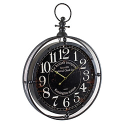 Pegane Horloge métal Gousset noir grande taille, D. 60 x Ep. 10 x H. 84 cm