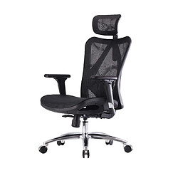 Decoshop26 Fauteuil de bureau siège et dossier de forme ergonomique siège pivotant et réglable revêtement en maille noir 04_0006218