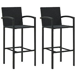 vidaXL Tabourets de bar lot de 2 noir résine tressée