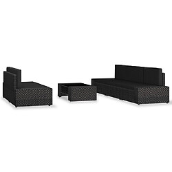 vidaXL Salon de jardin 6 pcs Résine tressée Noir