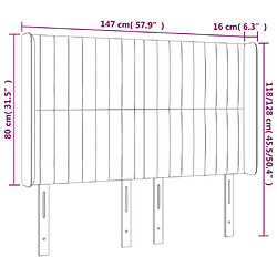 Acheter vidaXL Tête de lit avec oreilles Taupe 147x16x118/128 cm Tissu