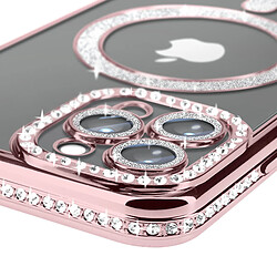 Avis Avizar Coque Diamant pour iPhone 12 Pro Max Protection MagSafe Contour Strass Rose Champagne