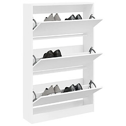 Maison Chic Armoire à chaussures | Meuble de rangement à chaussures Meuble d'Entrée blanc 80x21x125,5 cm bois d'ingénierie -MN83365