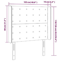 Acheter vidaXL Tête de lit avec oreilles Noir 103x16x118/128 cm Tissu