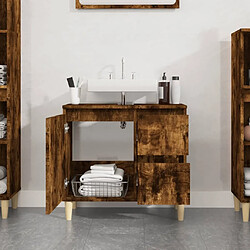 Avis Maison Chic Armoire de bain,Meuble de rangement de salle de bain,Meuble haut chêne fumé 65x33x60 cm bois d'ingénierie -GKD744271