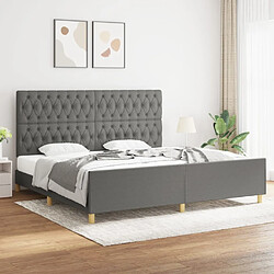 Maison Chic Lit adulte - Cadre Structure de lit avec tête de lit Contemporain Gris foncé 200x200 cm Tissu -MN98378