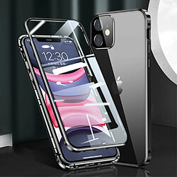 Coque en cadre métallique cadre d'installation magnétique lentille de caméra complète double face noir pour votre Apple iPhone 12 Mini