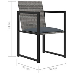 vidaXL Salon de jardin 7 pcs avec coussins Résine tressée Gris pas cher