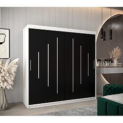 Abiks Meble Armoire YORK À Portes Coulissantes 200/200/62 2 Portes (Blanc/Noir)