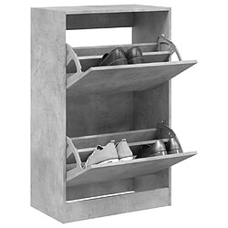 Maison Chic Armoire à chaussures | Meuble de rangement à chaussures Meuble d'Entrée gris béton 60x34x96,5 cm bois d'ingénierie -MN43583