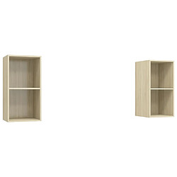 vidaXL Meubles TV muraux 2 pcs Chêne sonoma Bois d'ingénierie