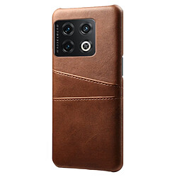 Coque en TPU + PU anti-griffes avec porte-carte, marron pour votre OnePlus 10 Pro 5G