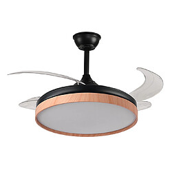 Ventilateur de plafond COSMOS noir/hêtre, 4 pales escamotables, 72W LED 3000|4000|6000K H.35xP.108cm