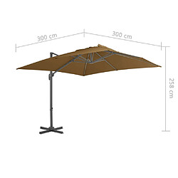 vidaXL Parasol de jardin en porte-à-faux et poteau en aluminium taupe pas cher