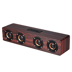 Yonis Enceinte Bluetooth Bois 4 Haut-Parleurs Basses Puissantes Enceinte Bluetooth 4.2 Super Bass Subwoofer Quatre Haut-Parleurs Support TF Carte Bois Rouge YONIS