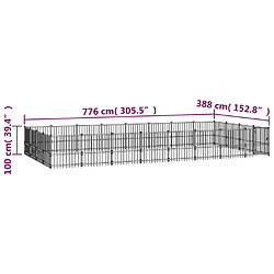 vidaXL Chenil d'extérieur pour chiens Acier 30,11 m² pas cher