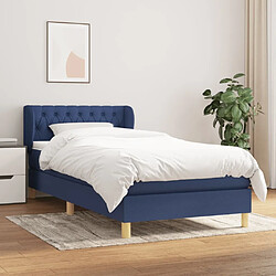 Maison Chic Structures de lit + matelas,Lit à sommier tapissier avec matelas Bleu 90x190 cm Tissu -MN35218