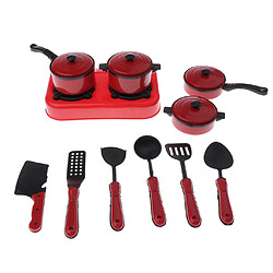 11 Pièces / Set Simulation En Plastique Ensemble De Cuisine Ensemble Cuisine Pour Enfants Rouge