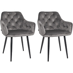 Decoshop26 Set de 2 chaises de salle à manger design moderne couture capitonné assise en velours gris foncé 10_0001631