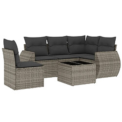 vidaXL Salon de jardin 6 pcs avec coussins gris résine tressée