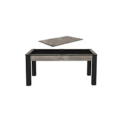 Jardindeco Billard convertible table 6 personnes Texas + plateau dinatoire industriel et noir (tapis)