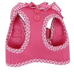 Avis Harnais veste chien Vichy, bleu, rose ou orange, Puppia (Cou 24 cm - Poitrail 30/32 cm, Rose),