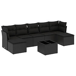 vidaXL Salon de jardin 8 pcs avec coussins noir résine tressée