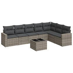 vidaXL Salon de jardin 8 pcs avec coussins gris résine tressée