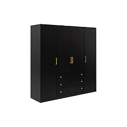 Vente-Unique Armoire 4 portes et 3 tiroirs - L196 cm - Noir - LIZANDRO