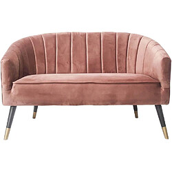 LEITMOTIV Sofa en velours pieds bicolores en bois Royal rose poudré