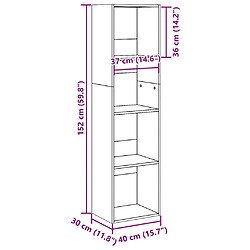 vidaXL Bibliothèque sonoma gris 40x30x152 cm bois d'ingénierie pas cher