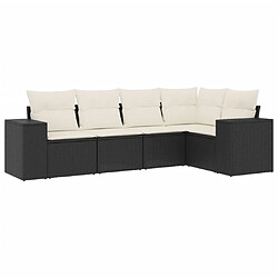 Maison Chic Salon de jardin 5 pcs avec coussins | Ensemble de Table et chaises | Mobilier d'Extérieur noir résine tressée -GKD55615