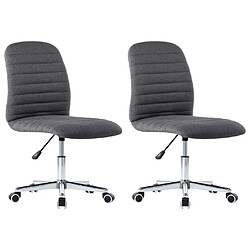 Decoshop26 Lot de 2 chaises de salle à manger cuisine bureau sur roulettes gris foncé tissu CDS020545