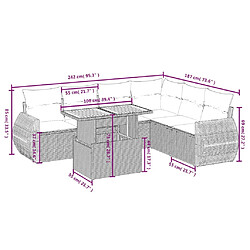 Avis vidaXL Salon de jardin avec coussins 7 pcs gris résine tressée