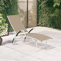 vidaXL Chaise longue Textilène et aluminium Crème