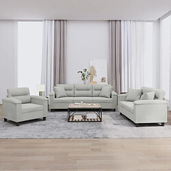 Maison Chic Ensemble de canapés 3 pcs coussins, Canapé droit Sofa pour Salon Gris clair Tissu microfibre -GKD512393