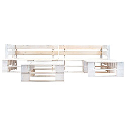 Maison Chic Salon de jardin palette 4 pcs | Ensemble de Table et chaises | Mobilier d'Extérieur Bois Blanc -GKD15414