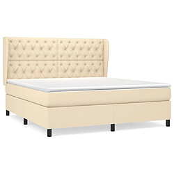 vidaXL Sommier à lattes de lit avec matelas Crème 160x200 cm Tissu