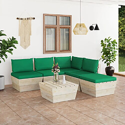 vidaXL Salon de jardin palette 6 pcs avec coussins bois d'épicéa