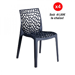 Le Quai Des Affaires Lot de 4 chaises empilables TELA / Gris foncé