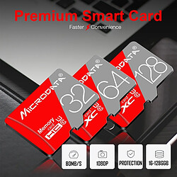 Wewoo Carte Micro SD mémoire MICRODATA 64 Go Class10 TF SD rouge et grise