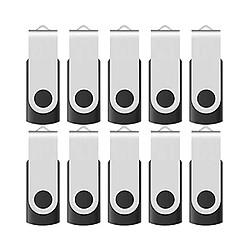 Lot de 10 clés USB 2.0 Flash Memory Stick 16 Go, avec indicateur LED, 12 étiquettes blanches amovibles (noir)