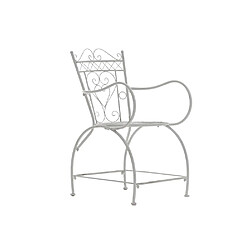 Decoshop26 Chaise de jardin avec accoudoirs balcon terrasse design rustique en métal blanc vieilli 10_0003031