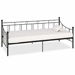 Maison Chic Lit adulte - Lit simple Cadre de lit,Structure du lit Contemporain de repos Noir Métal 90 x 200 cm -MN23150