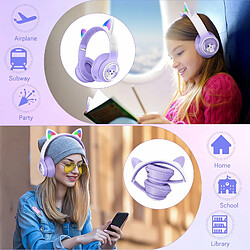 Casque Bluetooth sans fil pour filles YUANFU-AKZ-02 (casque Bluetooth avec microphone - violet) pas cher