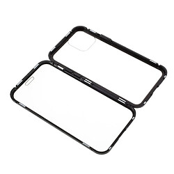 Coque en cadre métallique couverture complète magnétique du cadre double face noir pour votre Apple iPhone 12/12 Pro