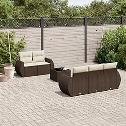 vidaXL Salon de jardin avec coussins 6 pcs marron résine tressée