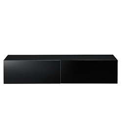 Helloshop26 Étagère murale design meuble support TV avec 2 Tiroirs 140 cm noir brillant 03_0005192