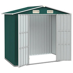 Helloshop26 Abri de jardin cabane cabanon maison de stockage remise extérieur hangar outils robuste 205 x 129 x 183 cm acier galvanisé vert 02_0022372